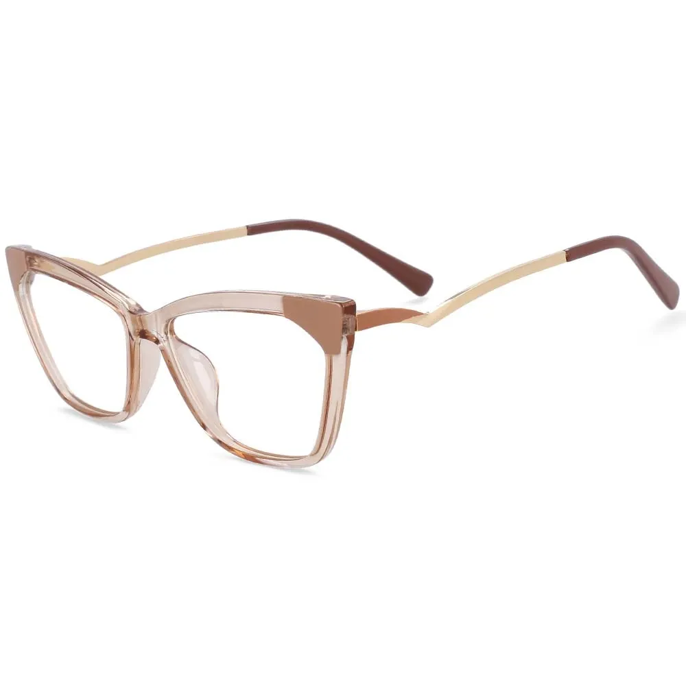 CCspace Women's Full Rim Square Cat Eye Resin Frame Eyeglasses 54127