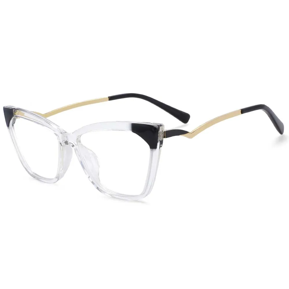 CCspace Women's Full Rim Square Cat Eye Resin Frame Eyeglasses 54127