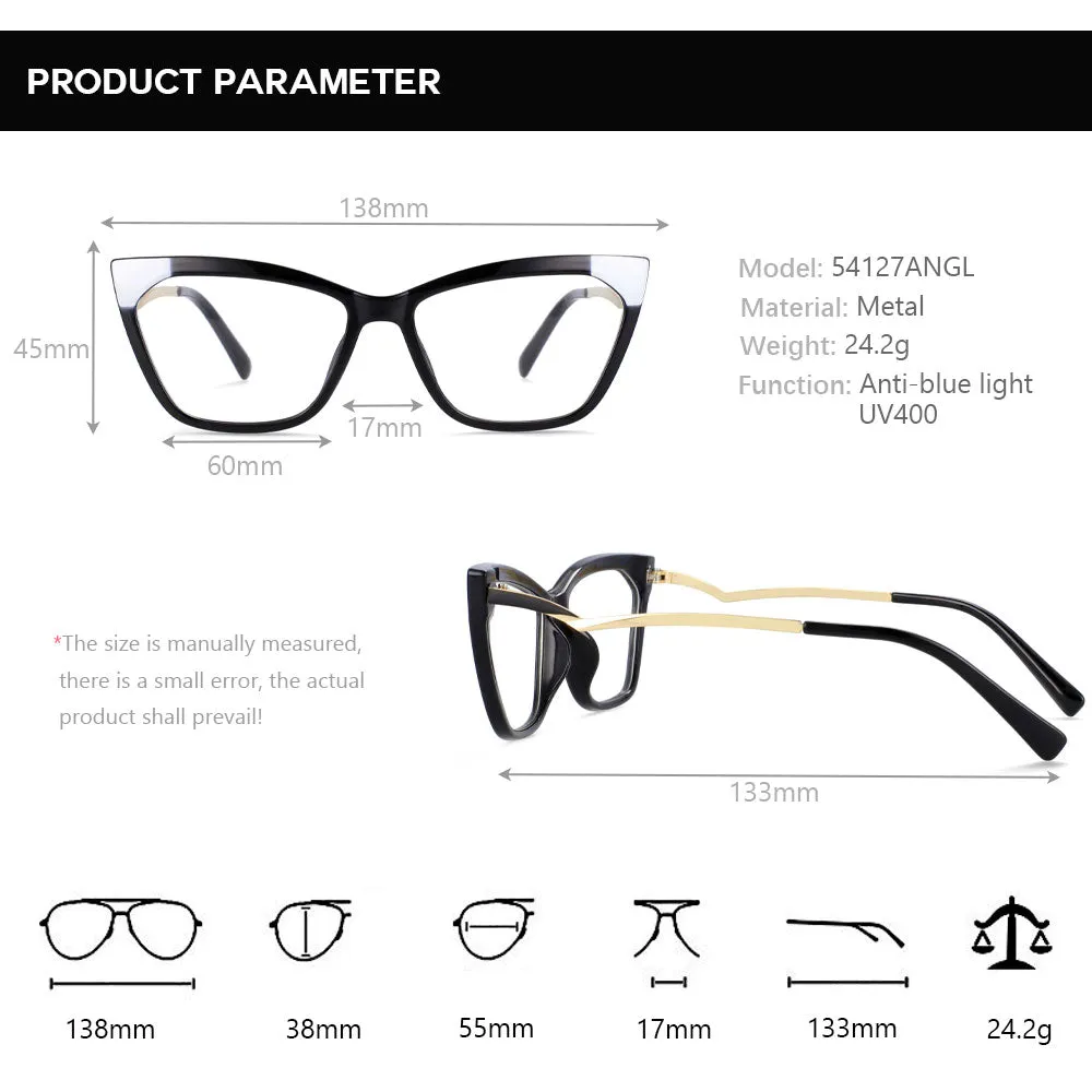 CCspace Women's Full Rim Square Cat Eye Resin Frame Eyeglasses 54127