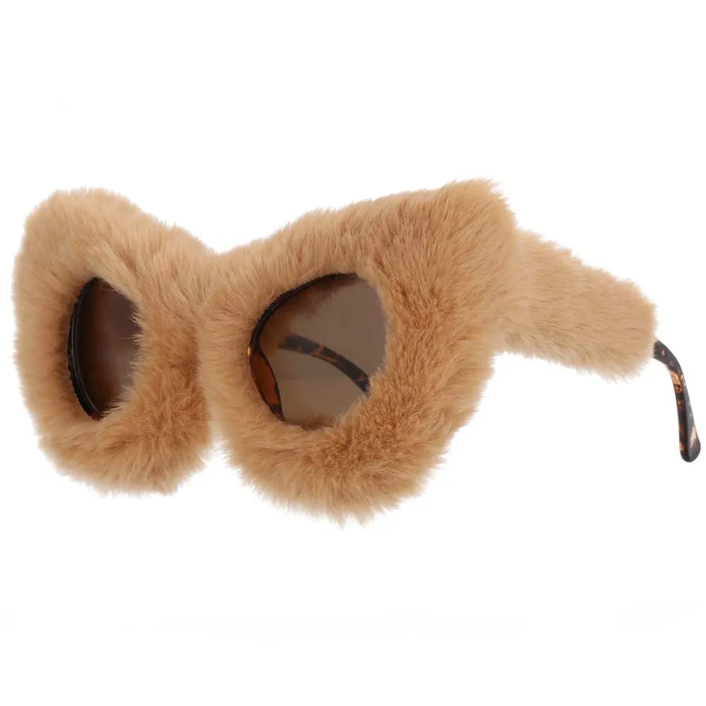 CCspace Women's Full Rim Velvet/Resin Cat Eye Sunglasses 54190