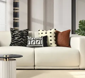 Chic Black and White Orange Accent High-End Cushion
