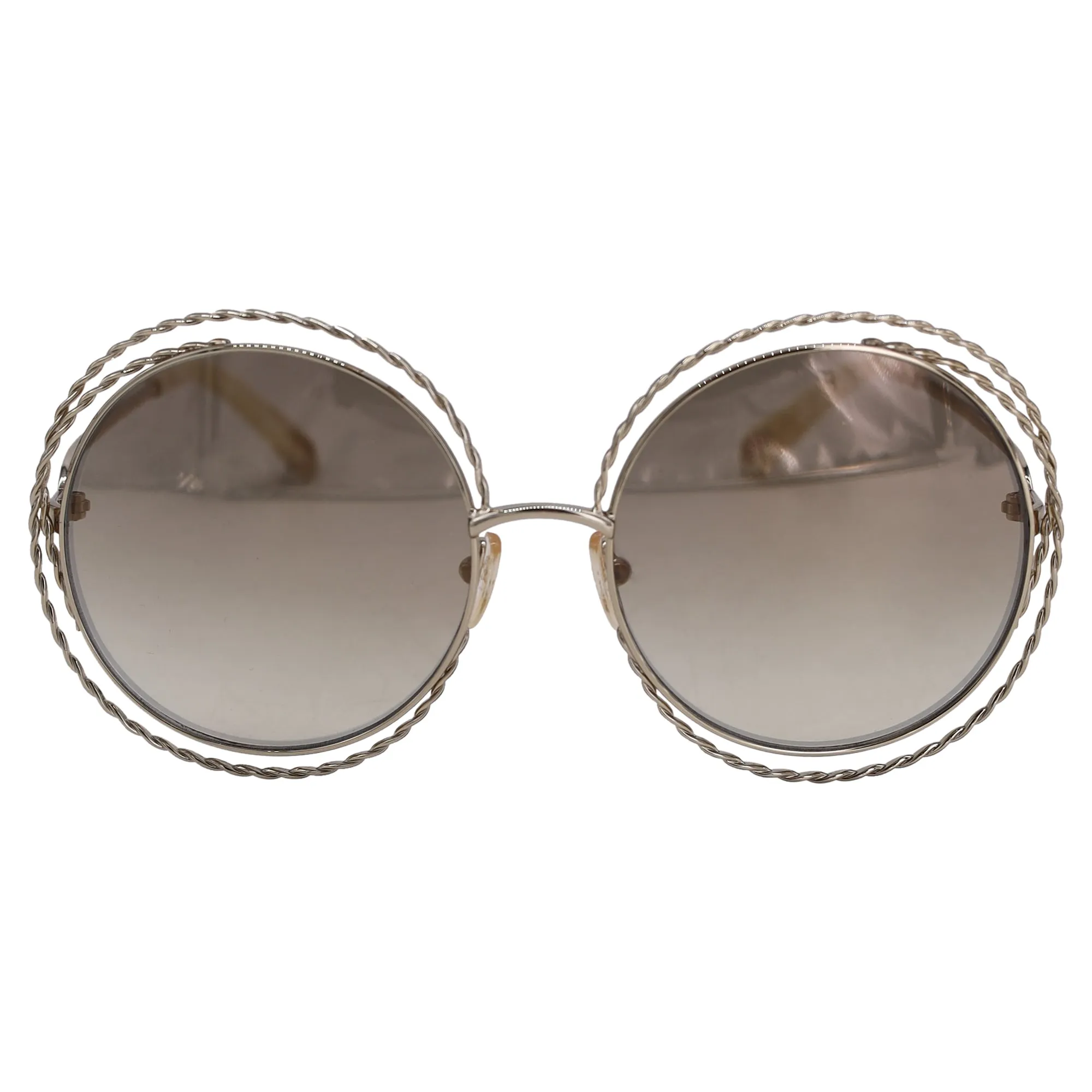 Chloé Carlina Round Sunglasses in Silver Metal