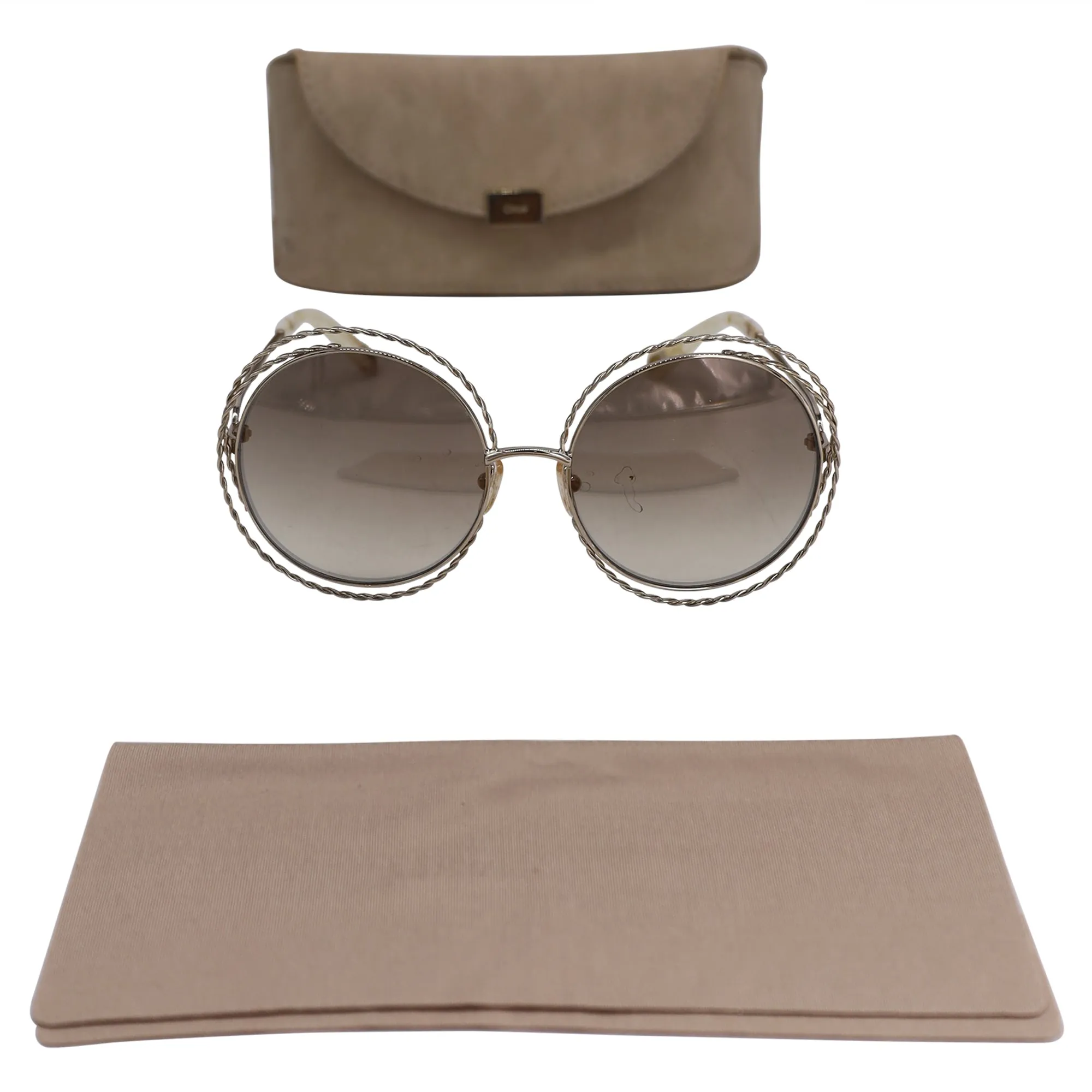 Chloé Carlina Round Sunglasses in Silver Metal
