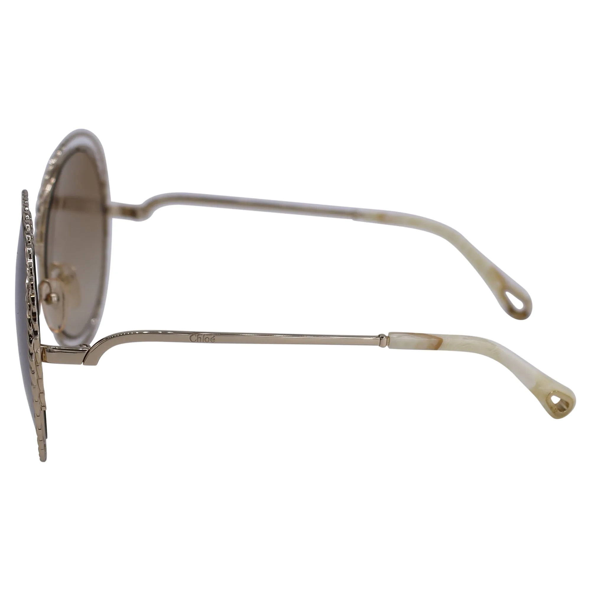 Chloé Carlina Round Sunglasses in Silver Metal