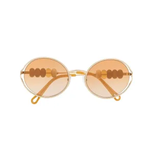 CHLOE WOMEN'S DILLIE OVAL GOLD SUNGLASSES WITH BEAD DETAIL, NWT, $466