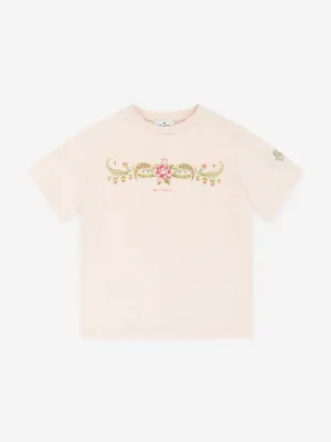 Etro Girls Floral Logo T-Shirt in Beige