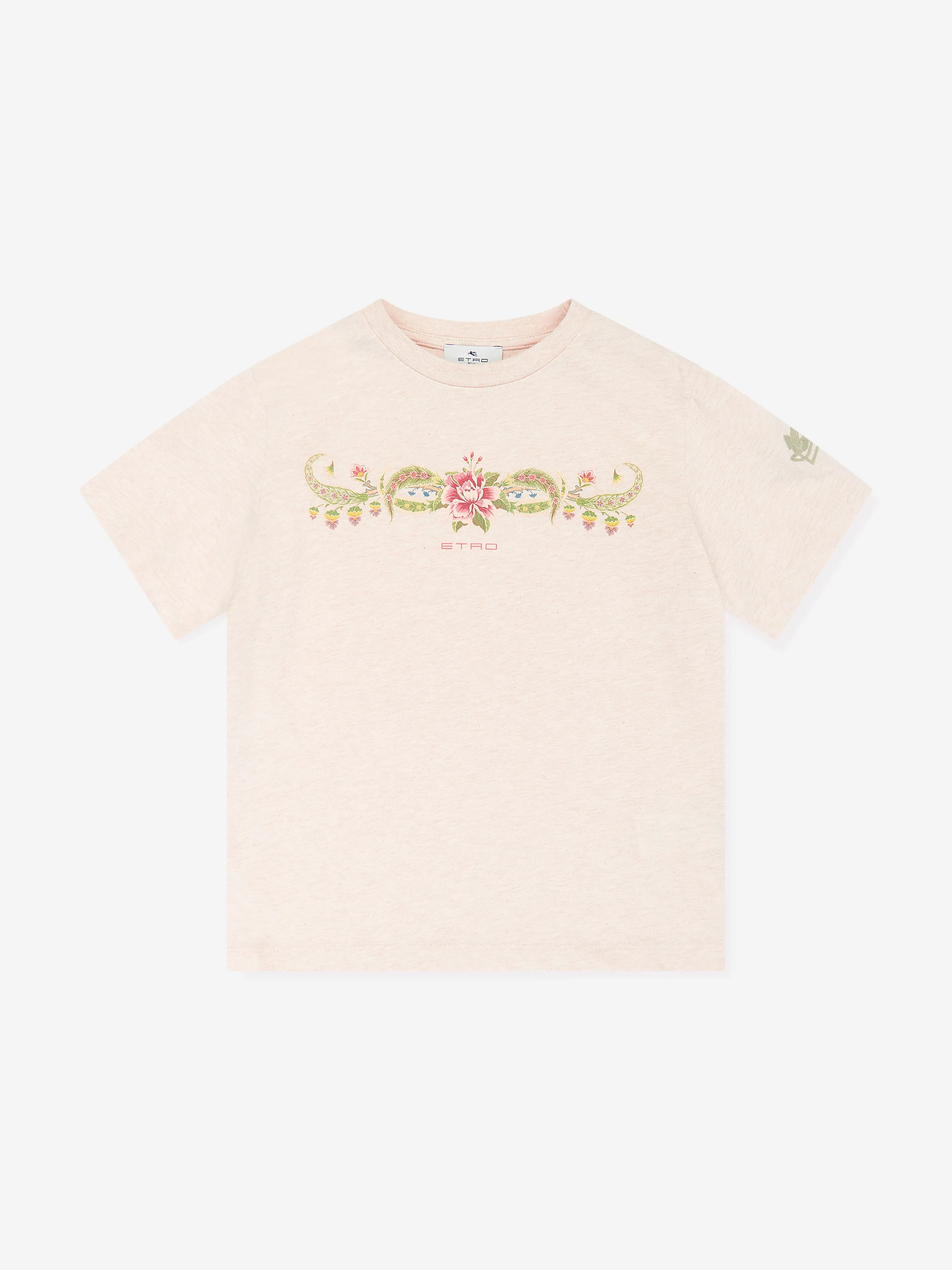 Etro Girls Floral Logo T-Shirt in Beige
