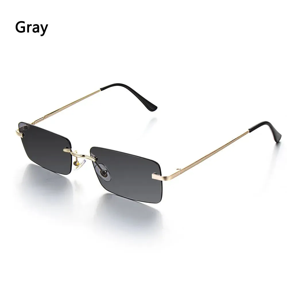 Fashion Luxury Design Rectangle Rimless SunGlasses Unisex Gradient Glasses Women Vintage Sunglasses UV400