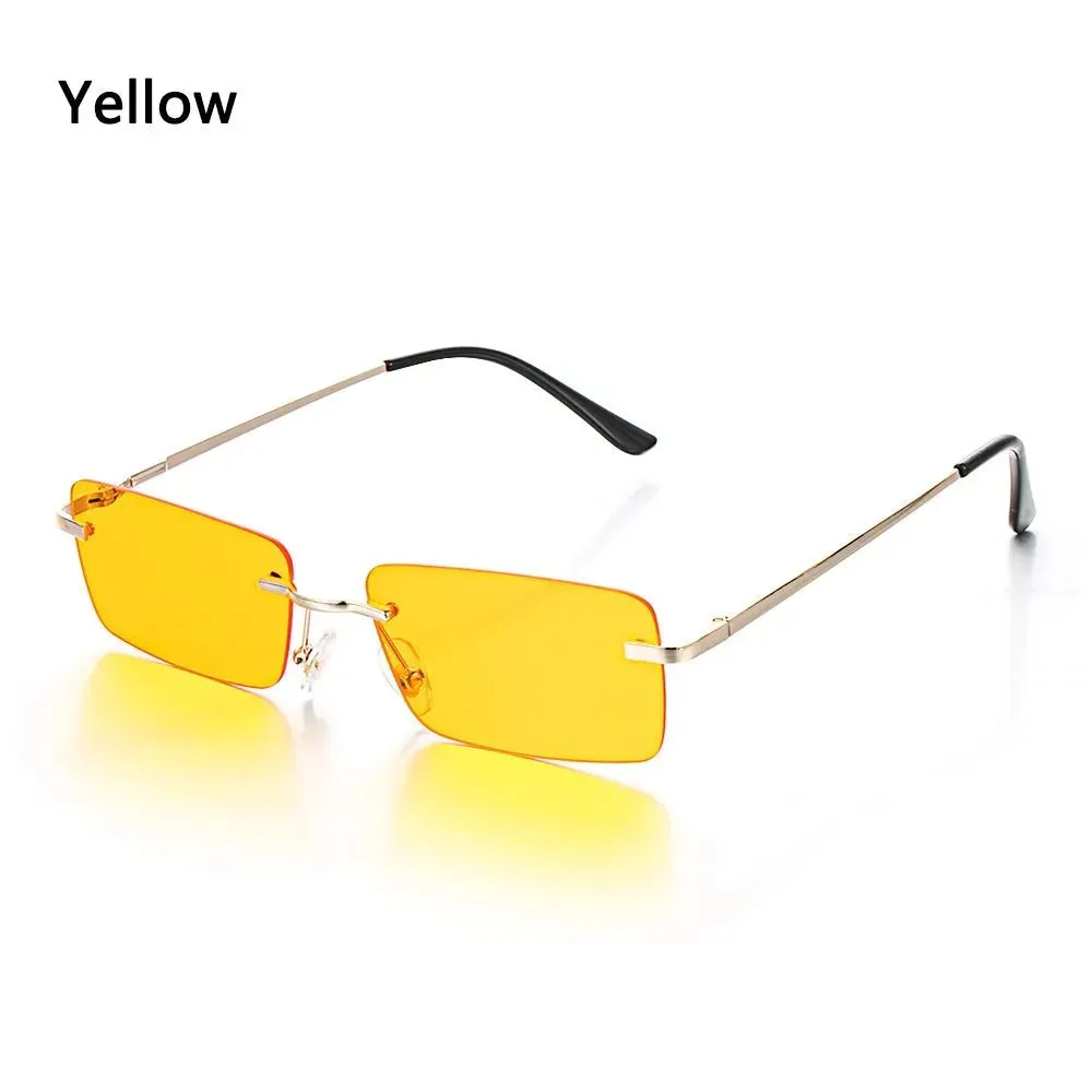 Fashion Luxury Design Rectangle Rimless SunGlasses Unisex Gradient Glasses Women Vintage Sunglasses UV400