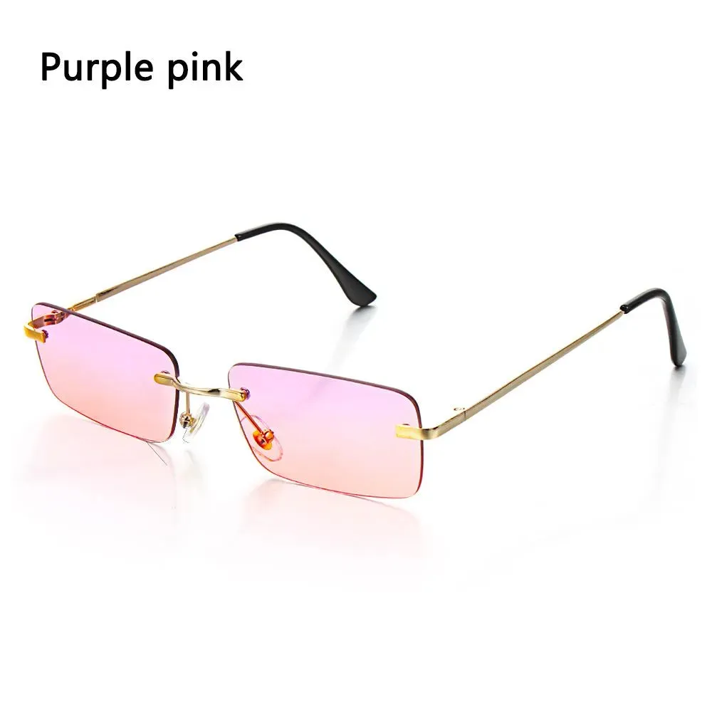 Fashion Luxury Design Rectangle Rimless SunGlasses Unisex Gradient Glasses Women Vintage Sunglasses UV400