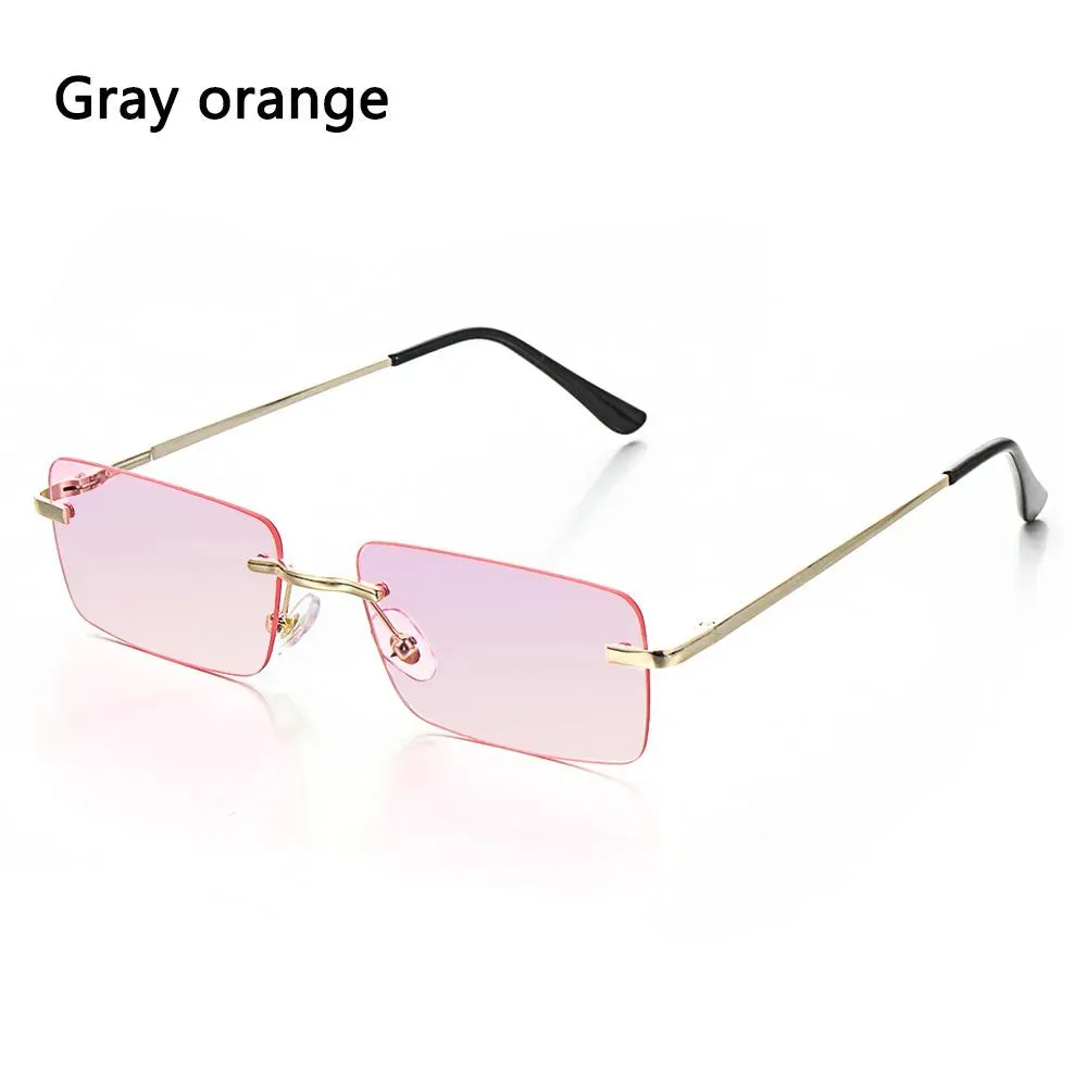 Fashion Luxury Design Rectangle Rimless SunGlasses Unisex Gradient Glasses Women Vintage Sunglasses UV400