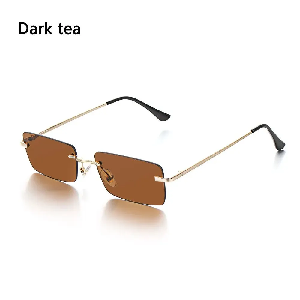 Fashion Luxury Design Rectangle Rimless SunGlasses Unisex Gradient Glasses Women Vintage Sunglasses UV400