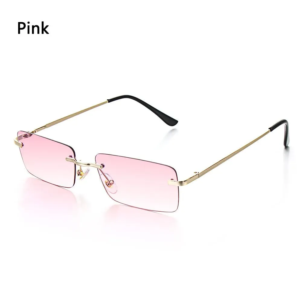 Fashion Luxury Design Rectangle Rimless SunGlasses Unisex Gradient Glasses Women Vintage Sunglasses UV400