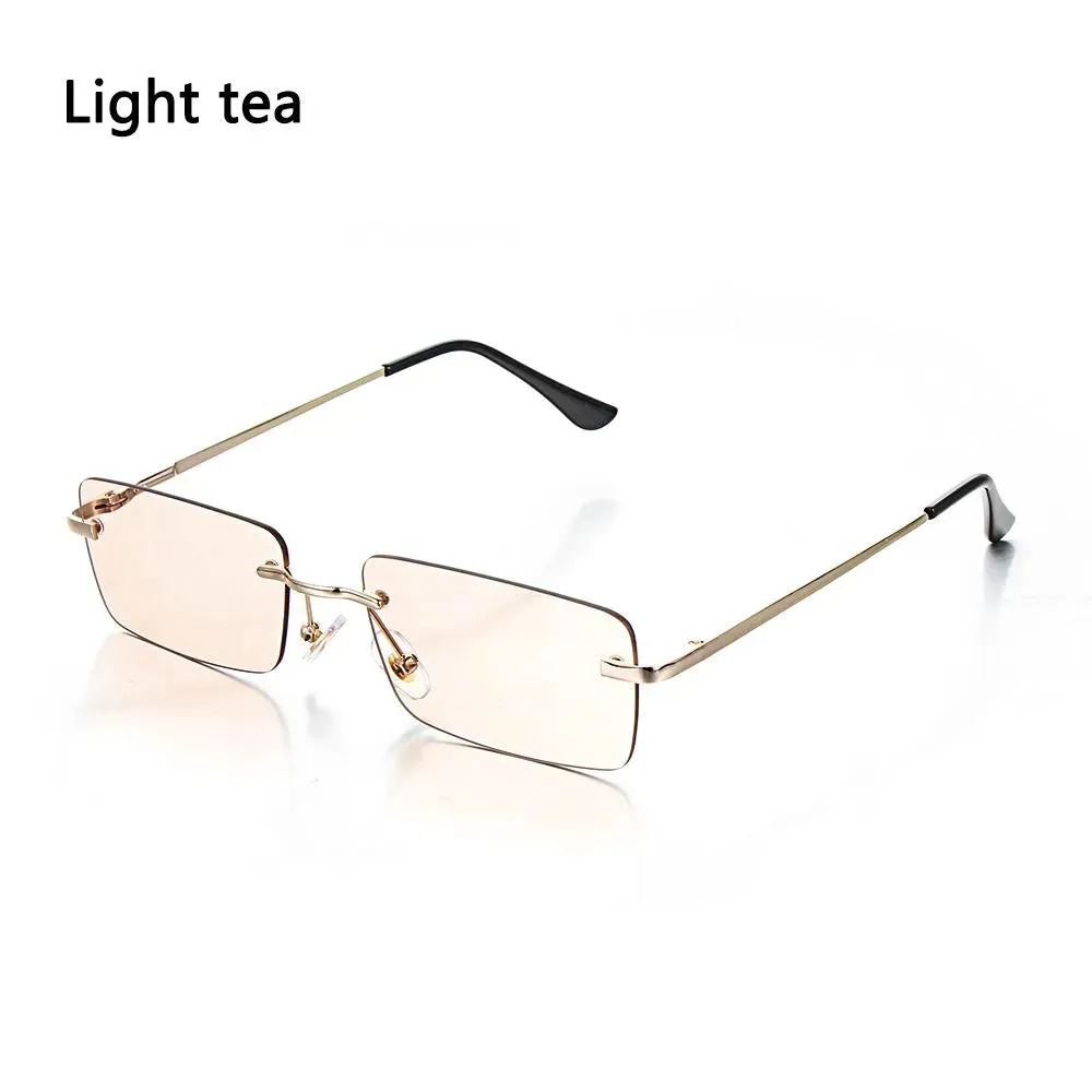 Fashion Luxury Design Rectangle Rimless SunGlasses Unisex Gradient Glasses Women Vintage Sunglasses UV400
