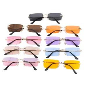 Fashion Luxury Design Rectangle Rimless SunGlasses Unisex Gradient Glasses Women Vintage Sunglasses UV400