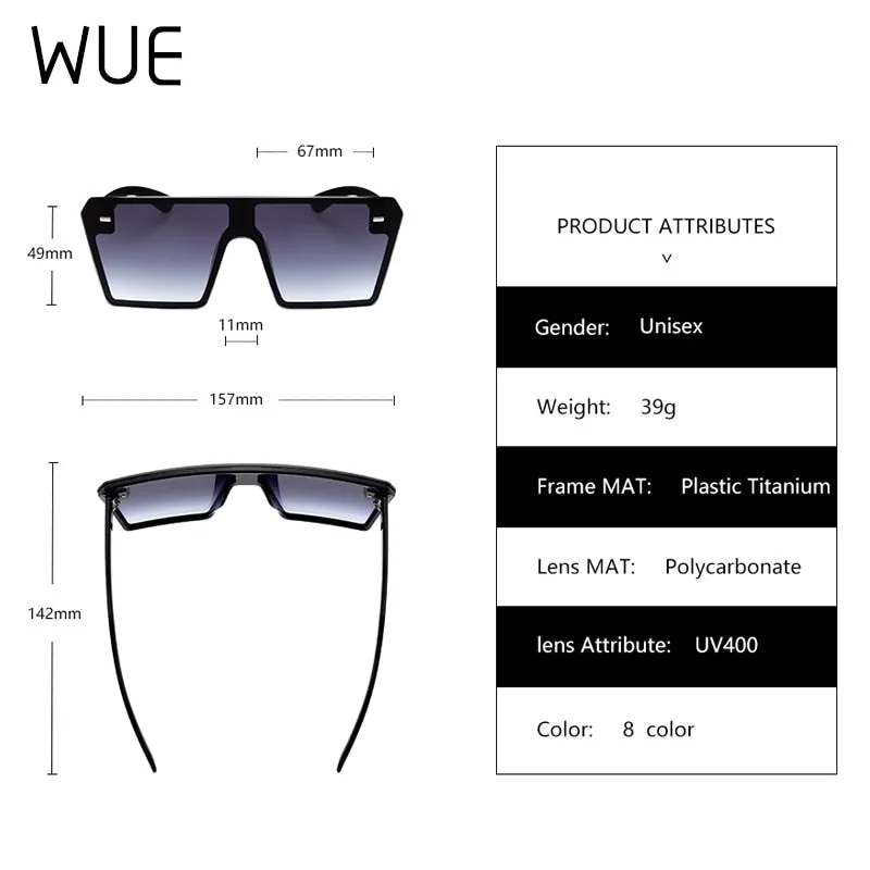 Flat Top Oversize Square Sunglasses