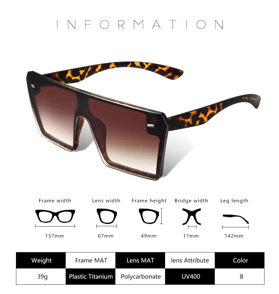 Flat Top Oversize Square Sunglasses