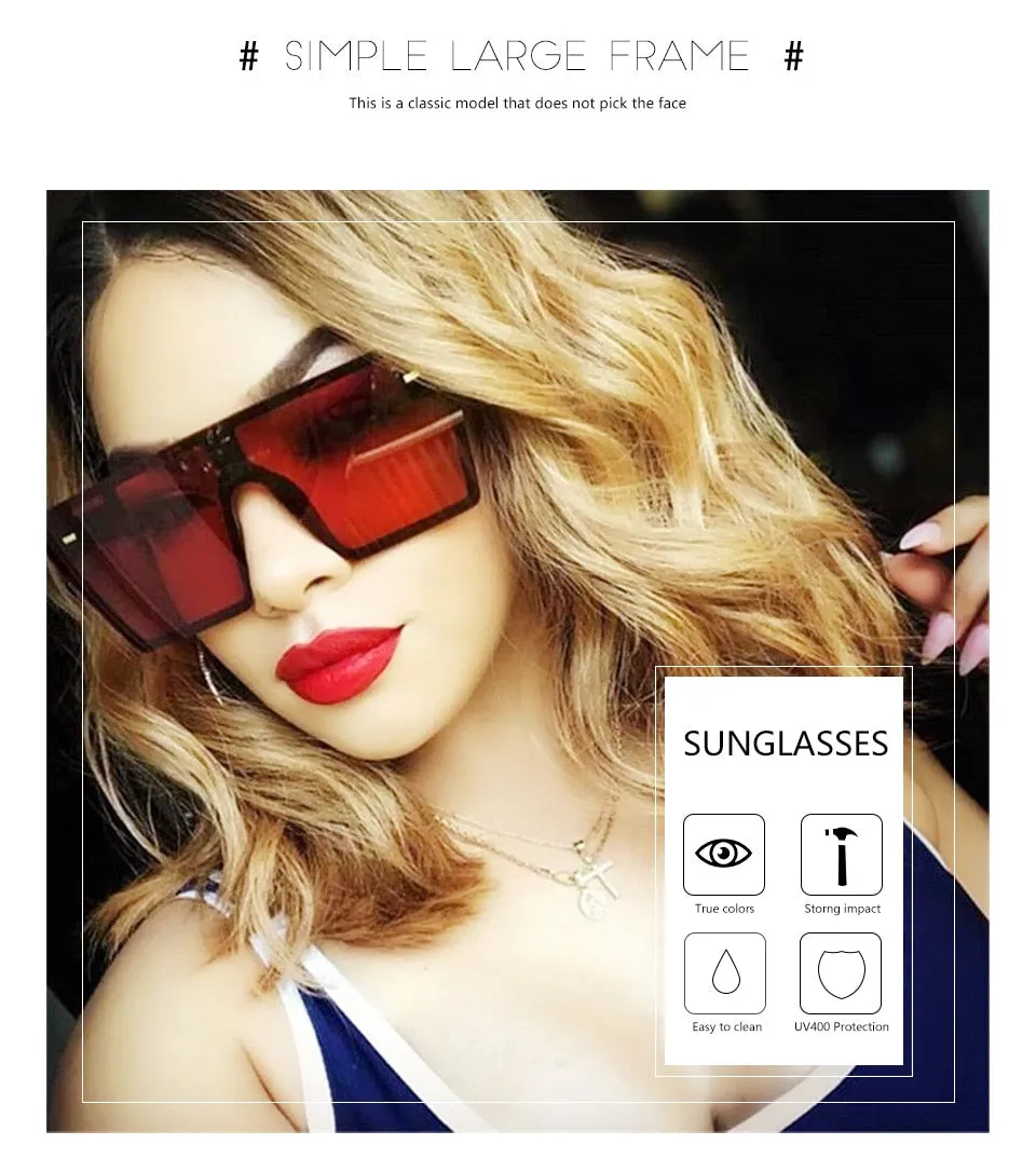 Flat Top Oversize Square Sunglasses