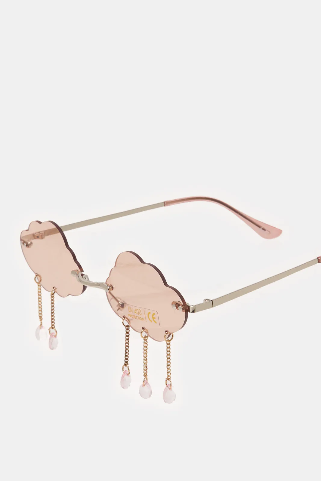 Girls Pink Round Cloud Sunglasses