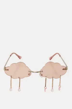 Girls Pink Round Cloud Sunglasses