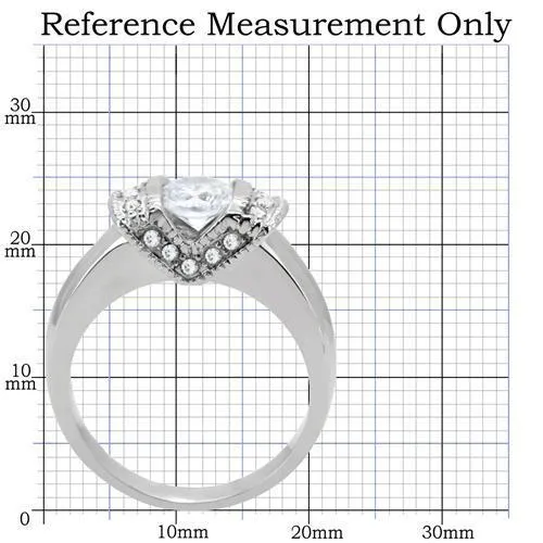 High polished (no plating) Stainless Steel Ring with AAA Grade CZ in Clear for Women Style TK194