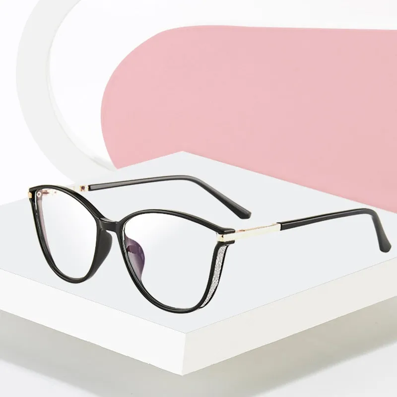 Hotony Women's Full Rim TR 90 Resin Cat Eye Frame Eyeglasses 7041