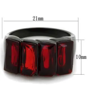 IP Black(Ion Plating) Stainless Steel Ring with Synthetic Synthetic Glass in Siam for Women Style TK1854