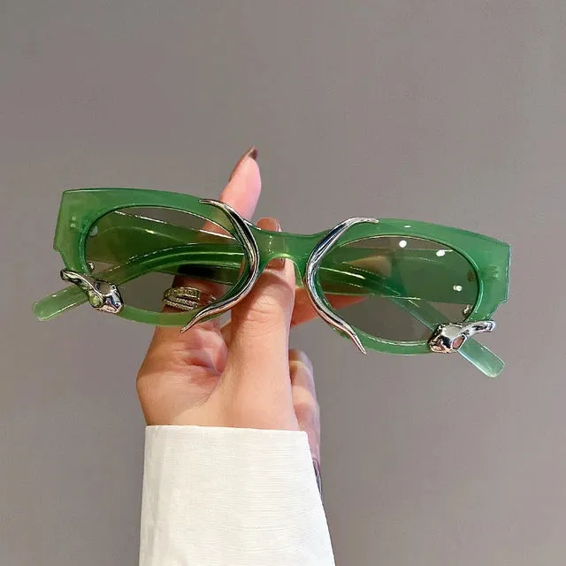 KAMMPT Cat Eye Sunglasses Fashion Snake Wrapped