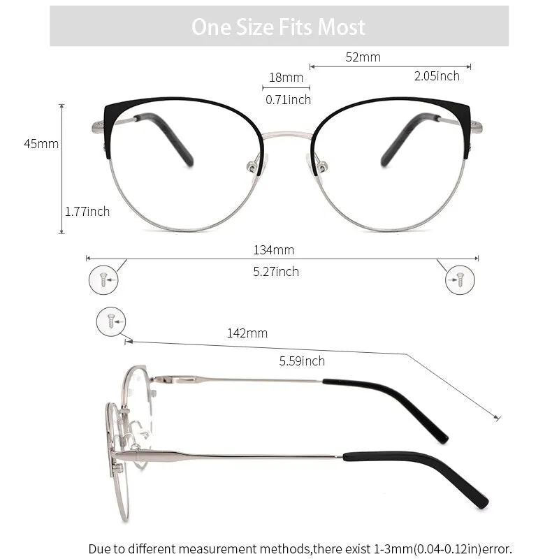 Kansept Women's Full Rim Cat Eye Alloy Eyeglasses Yc8031