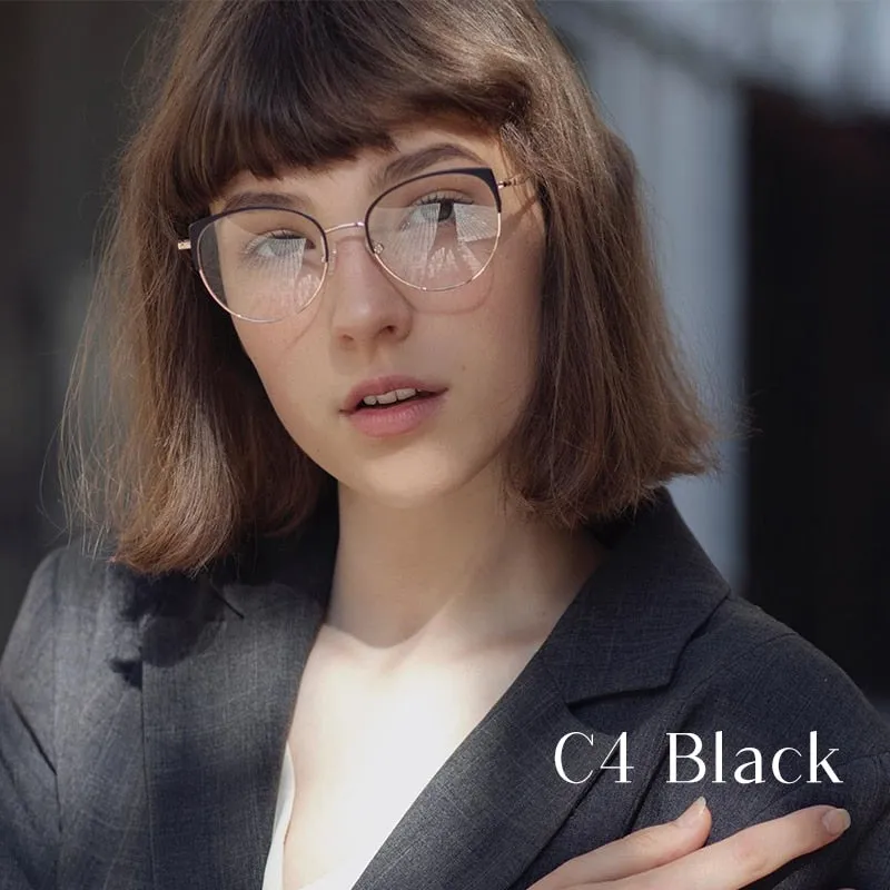 Kansept Women's Full Rim Cat Eye Alloy Eyeglasses Yc8031