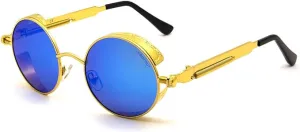 LECKIRUT Round Steampunk Sunglasses Men Women Vintage Retro Style Metal Frame Sun Glasses