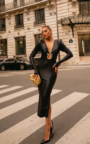 Long Sleeve Sexy V-Neck High-Fashion Dress