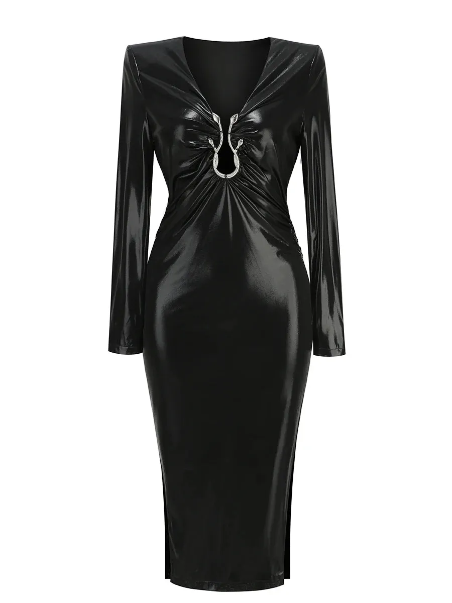 Long Sleeve Sexy V-Neck High-Fashion Dress