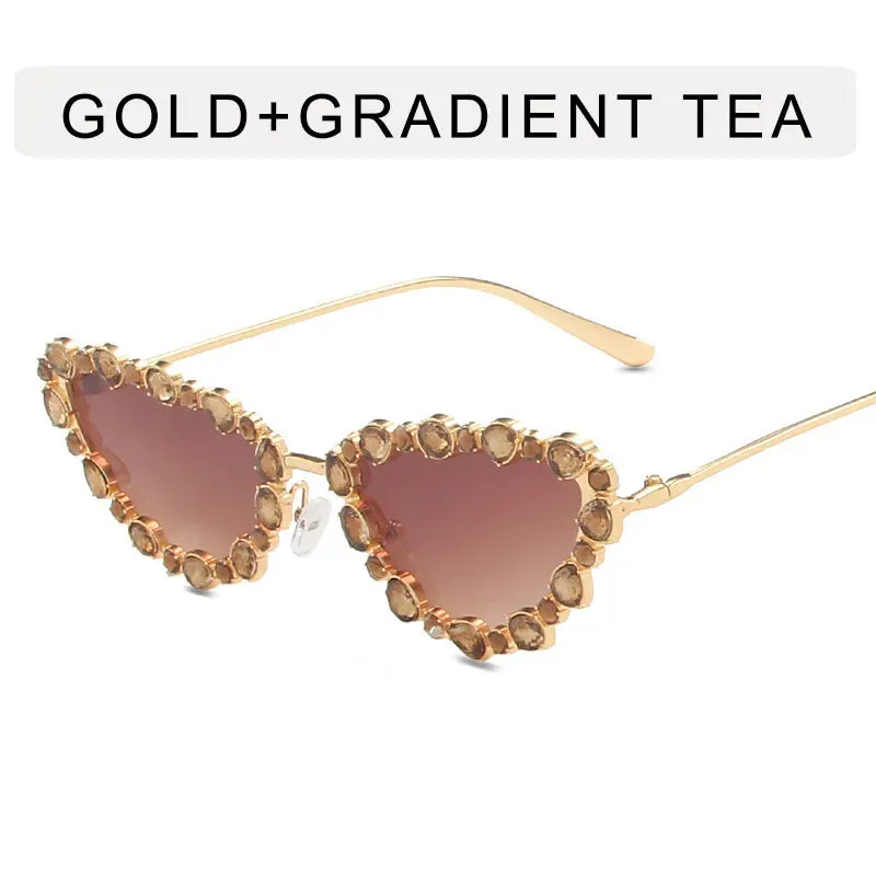 Luxury Diamond Cat Eye Sunglasses Women Vintage Shades