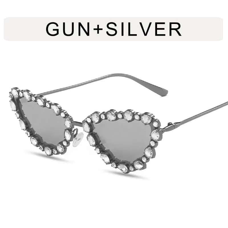 Luxury Diamond Cat Eye Sunglasses Women Vintage Shades