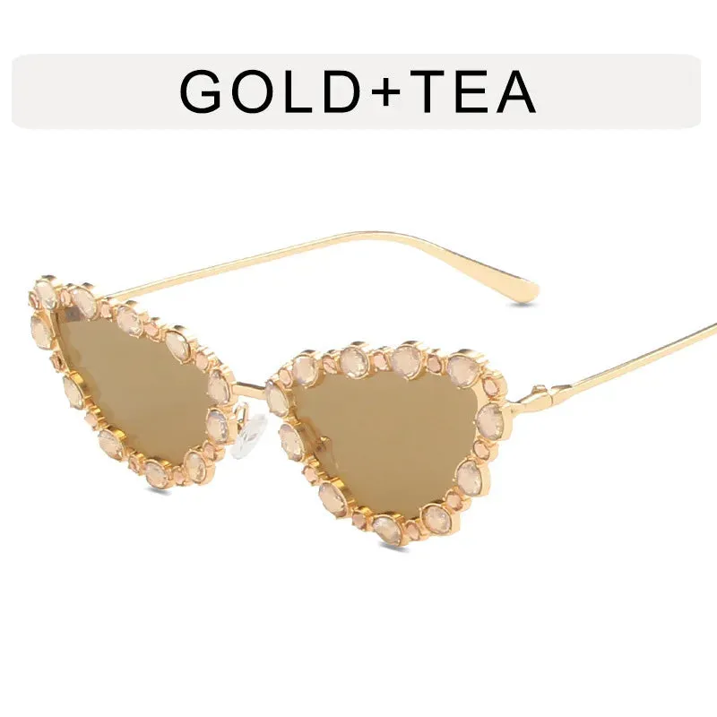 Luxury Diamond Cat Eye Sunglasses Women Vintage Shades