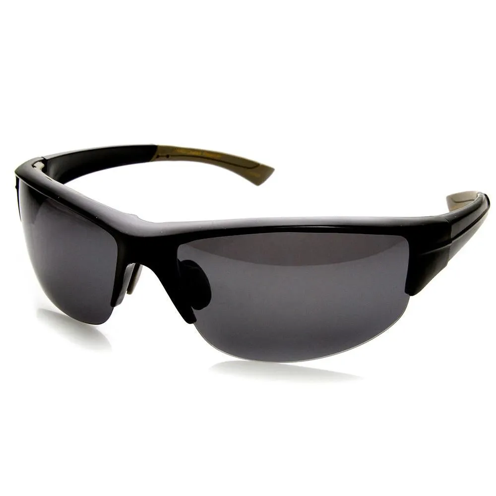 Mens Polarized TAC Lens Semi Rimless Action Sports Wrap Around Sunglasses 9272