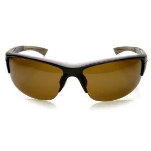 Mens Polarized TAC Lens Semi Rimless Action Sports Wrap Around Sunglasses 9272