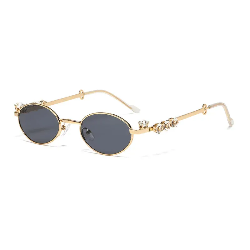 New Fashion Diamond Sunglasses Women Small Frame Oval UV400