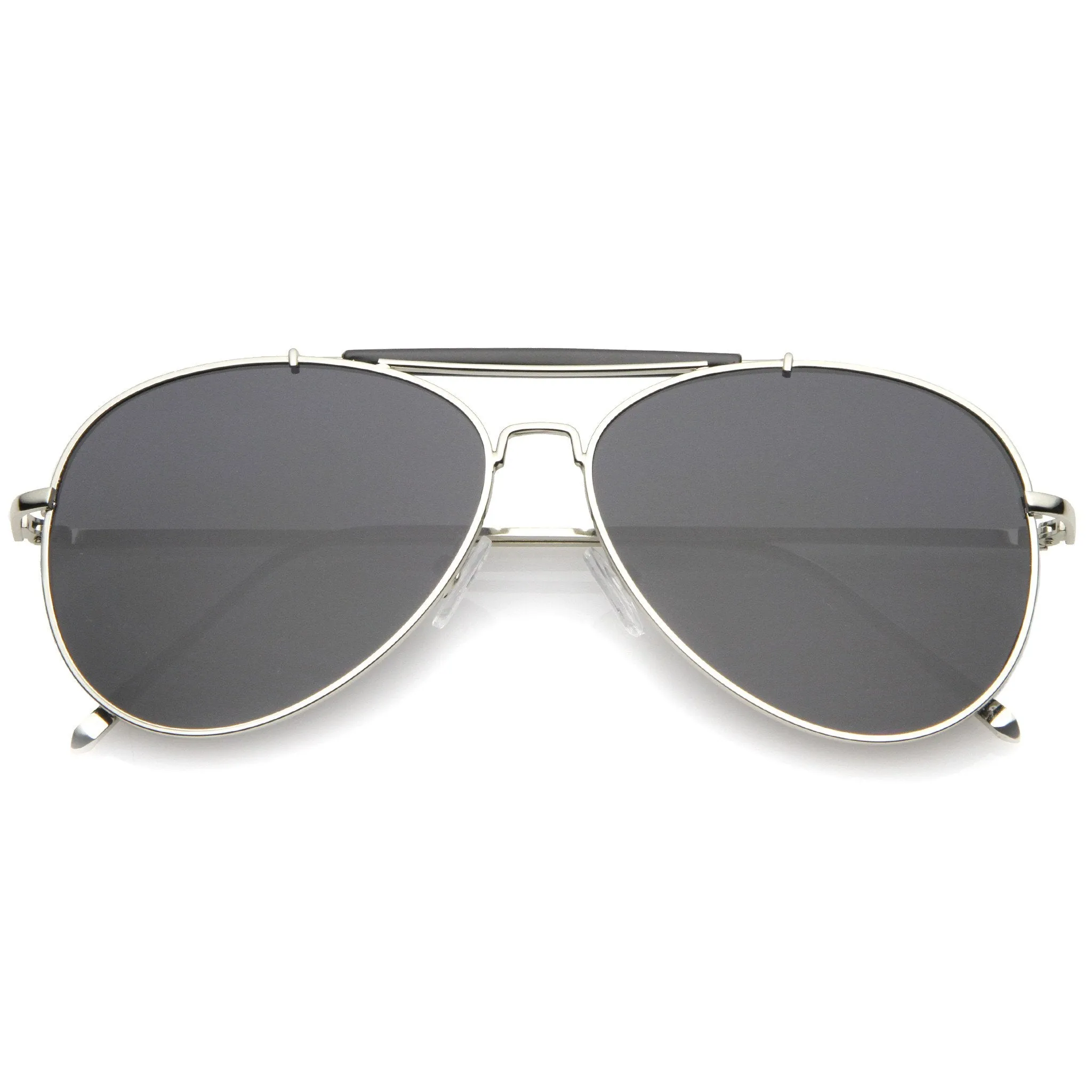 Oversize Dual Bridge Flat Lens Aviator Sunglasses A784