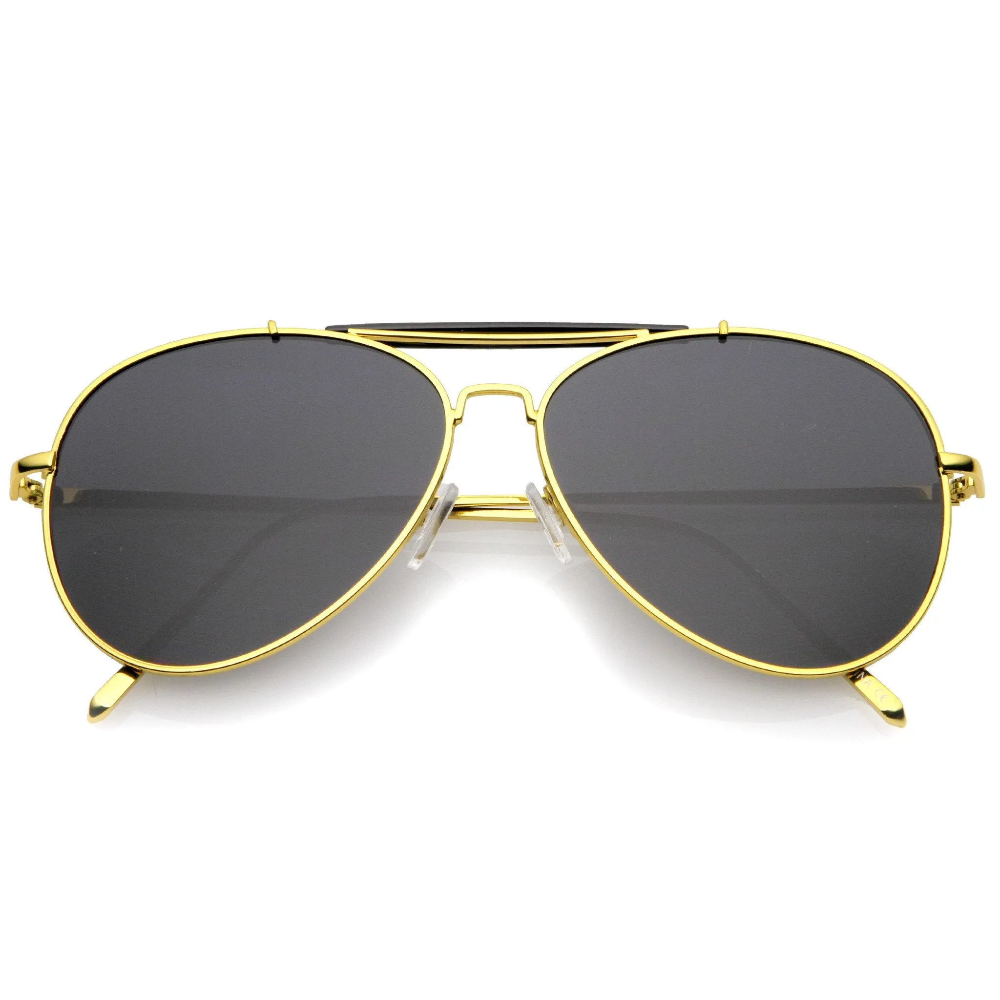Oversize Dual Bridge Flat Lens Aviator Sunglasses A784