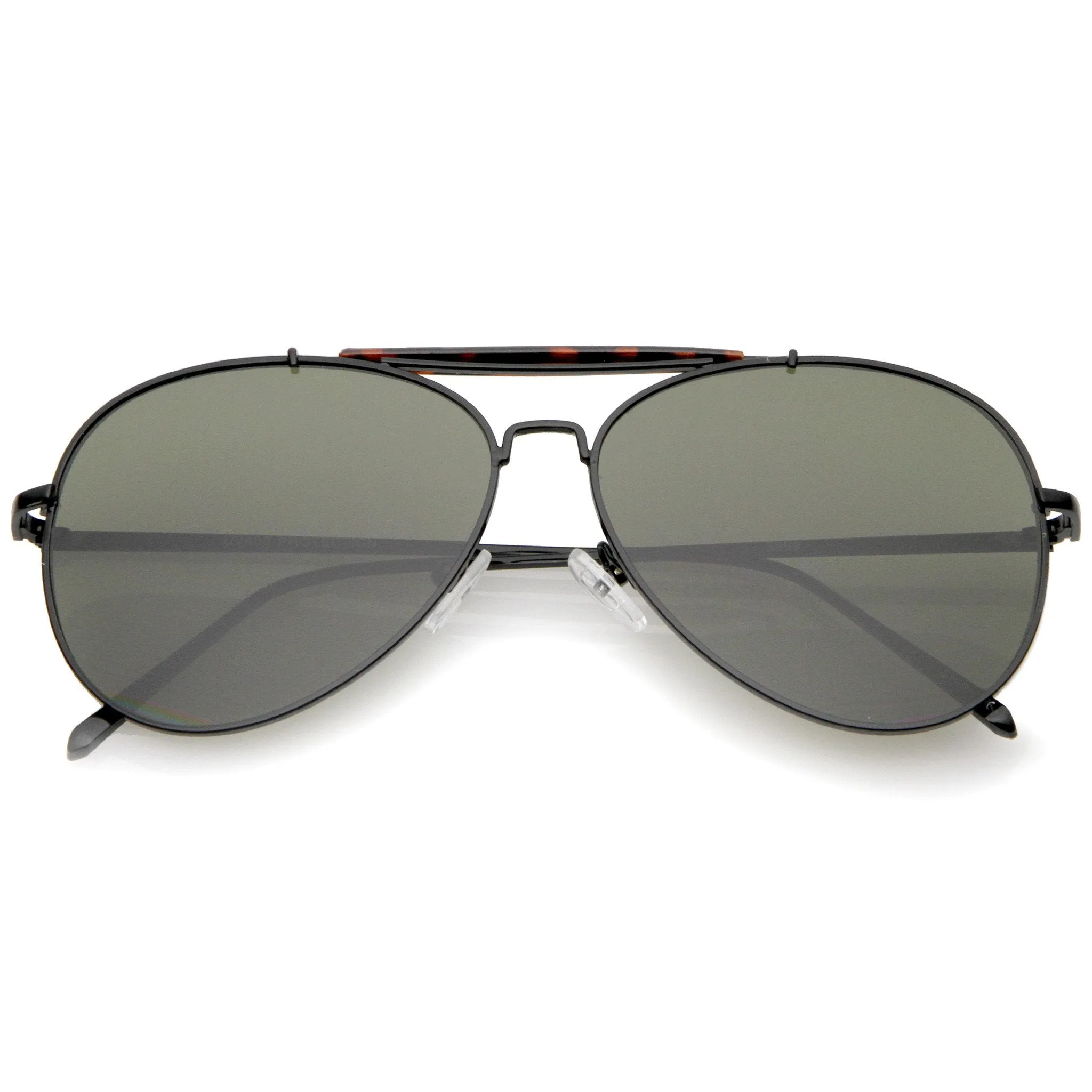 Oversize Dual Bridge Flat Lens Aviator Sunglasses A784