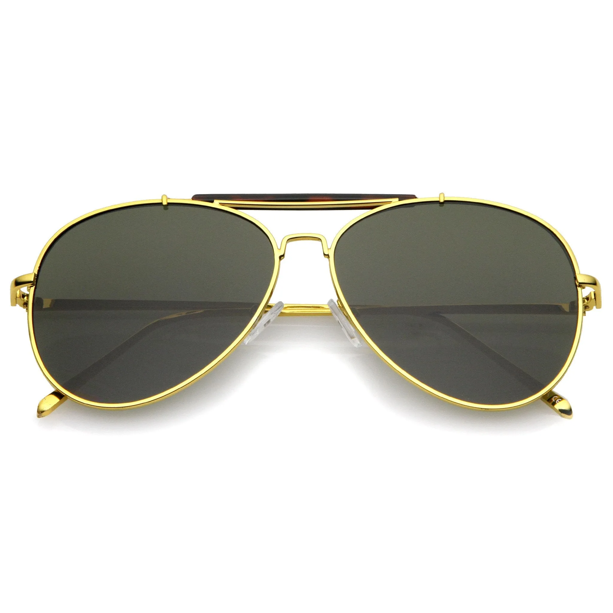 Oversize Dual Bridge Flat Lens Aviator Sunglasses A784