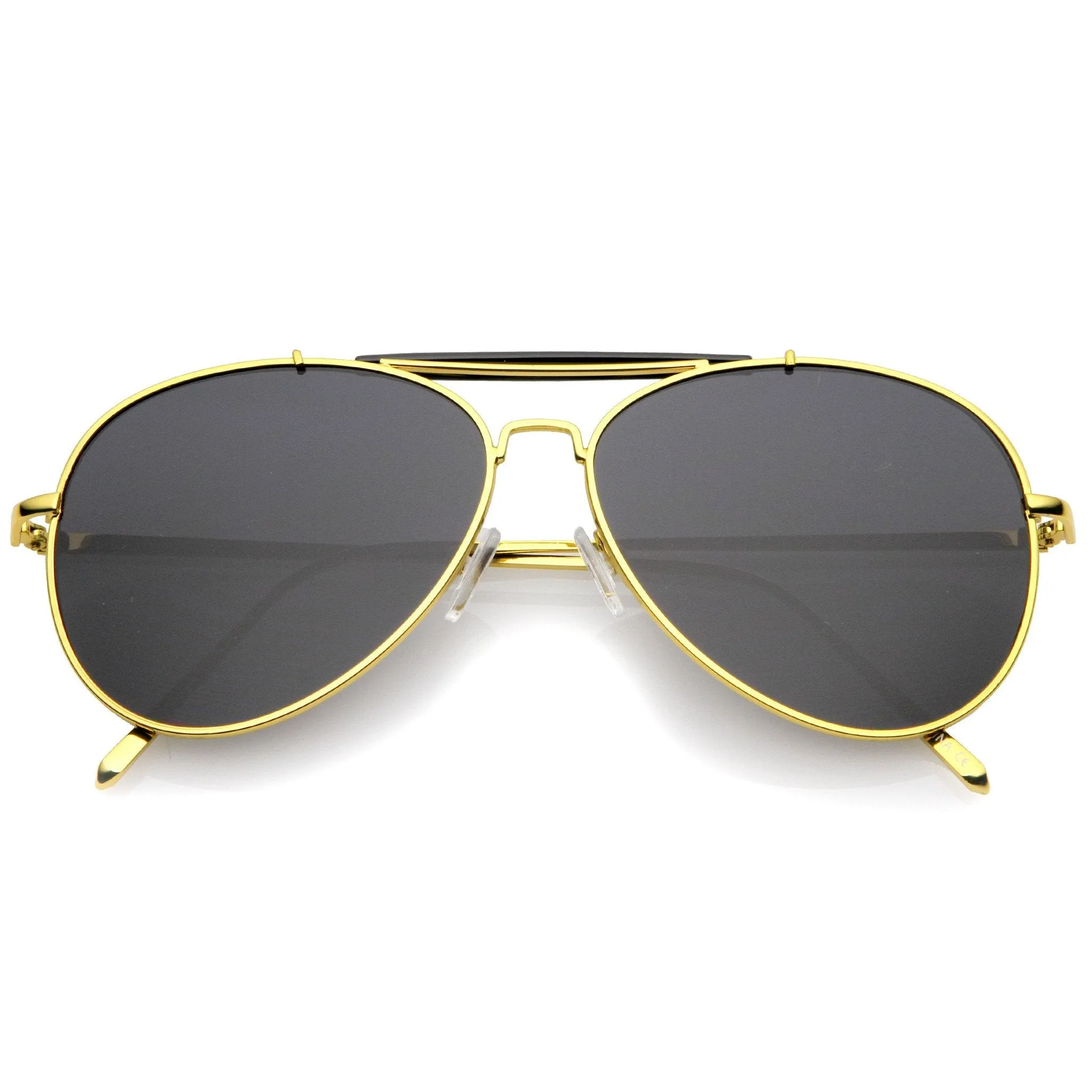 Oversize Dual Bridge Flat Lens Aviator Sunglasses A784