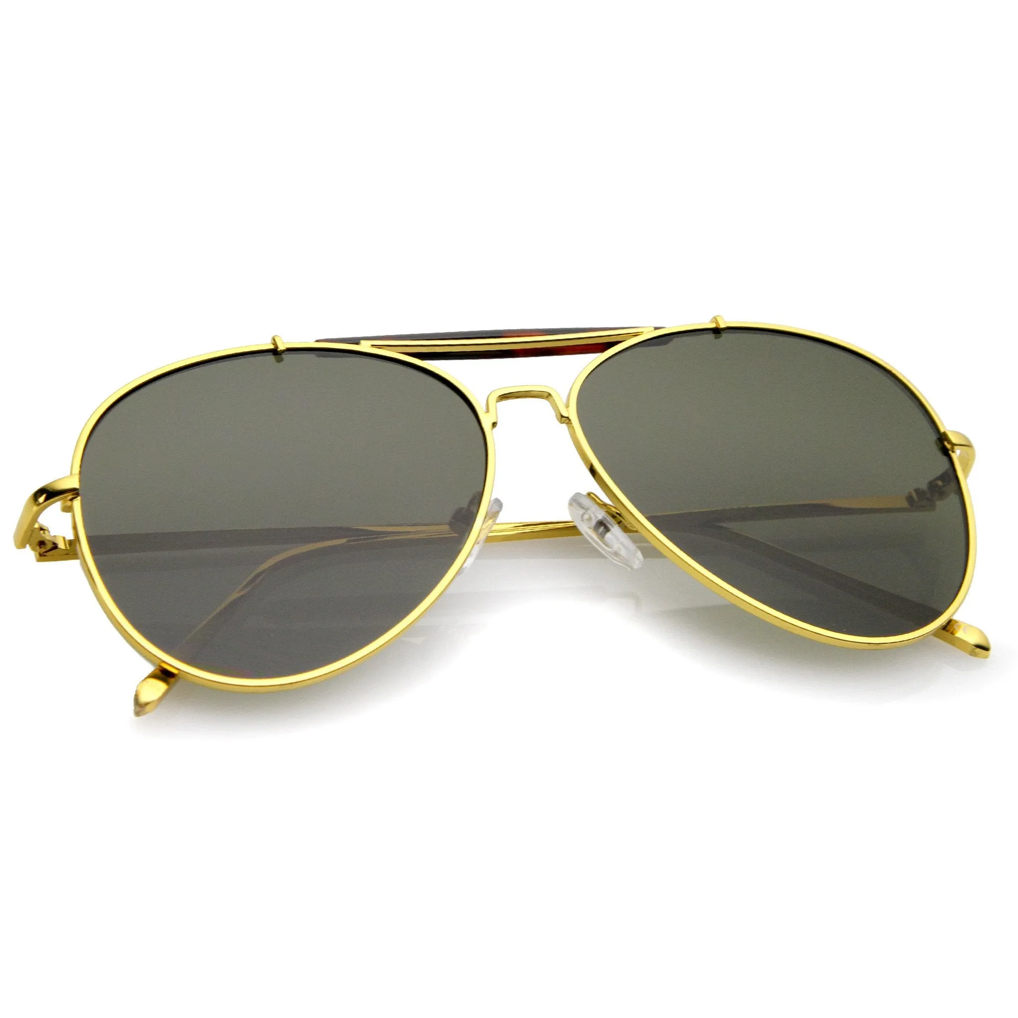 Oversize Dual Bridge Flat Lens Aviator Sunglasses A784