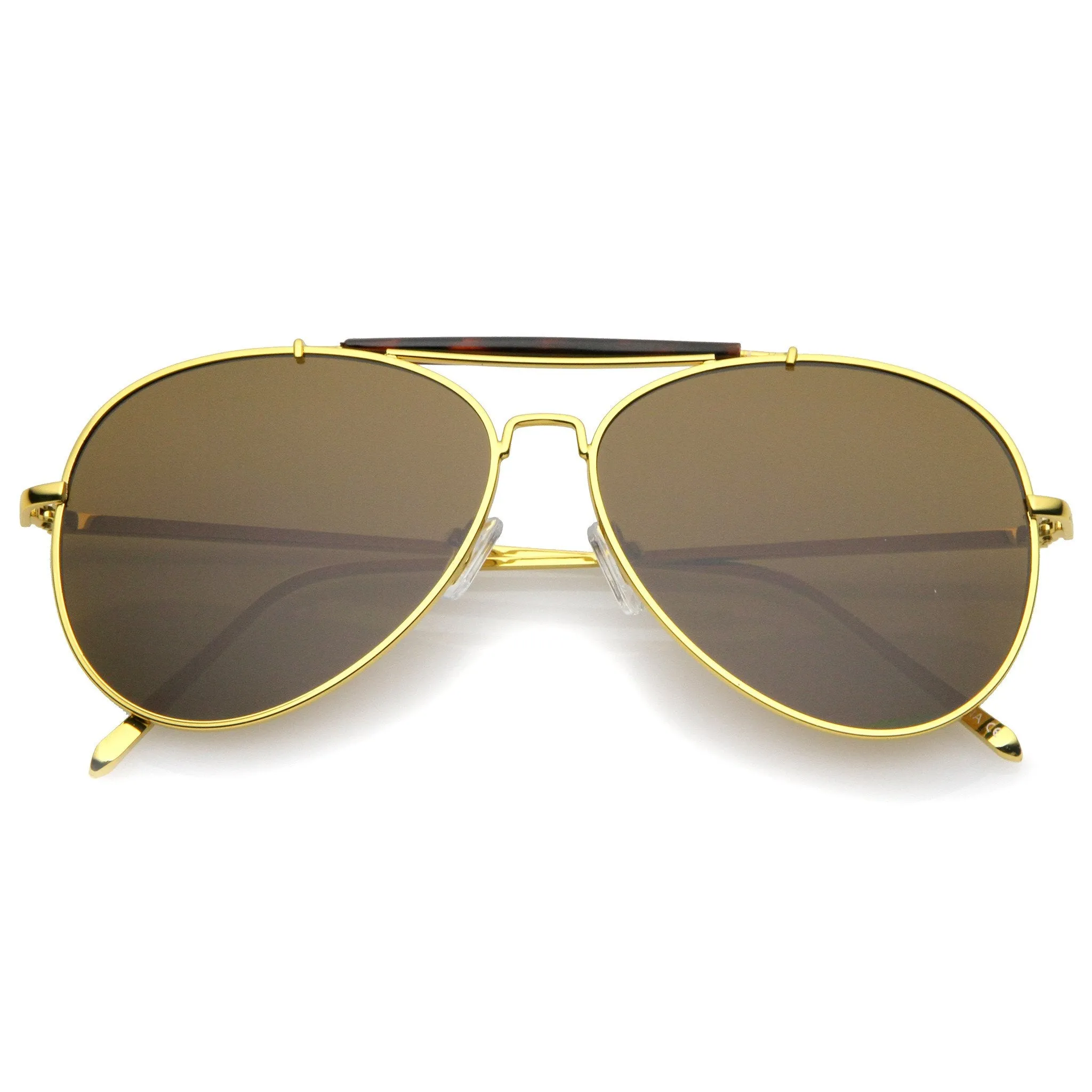 Oversize Dual Bridge Flat Lens Aviator Sunglasses A784