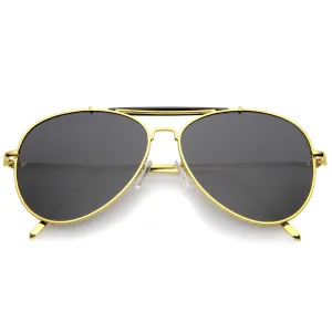 Oversize Dual Bridge Flat Lens Aviator Sunglasses A784