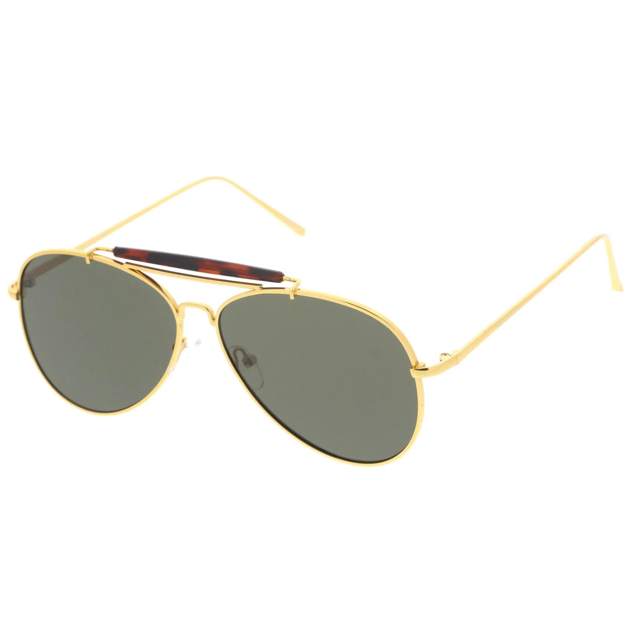 Oversize Dual Bridge Flat Lens Aviator Sunglasses A784