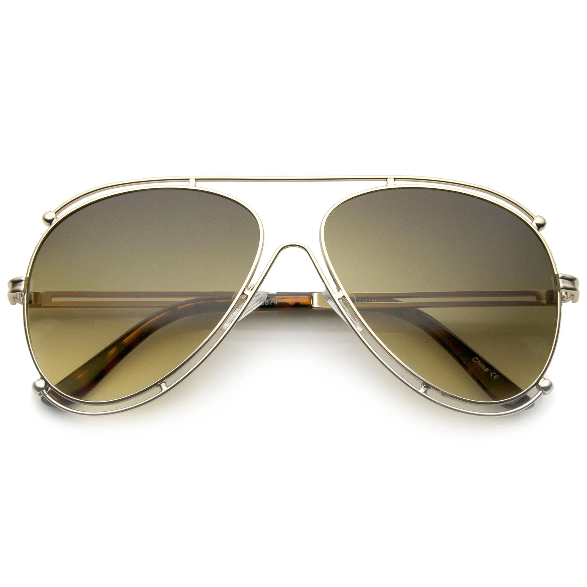 Oversize Modern Dual Wire Frame Aviator Sunglasses A327