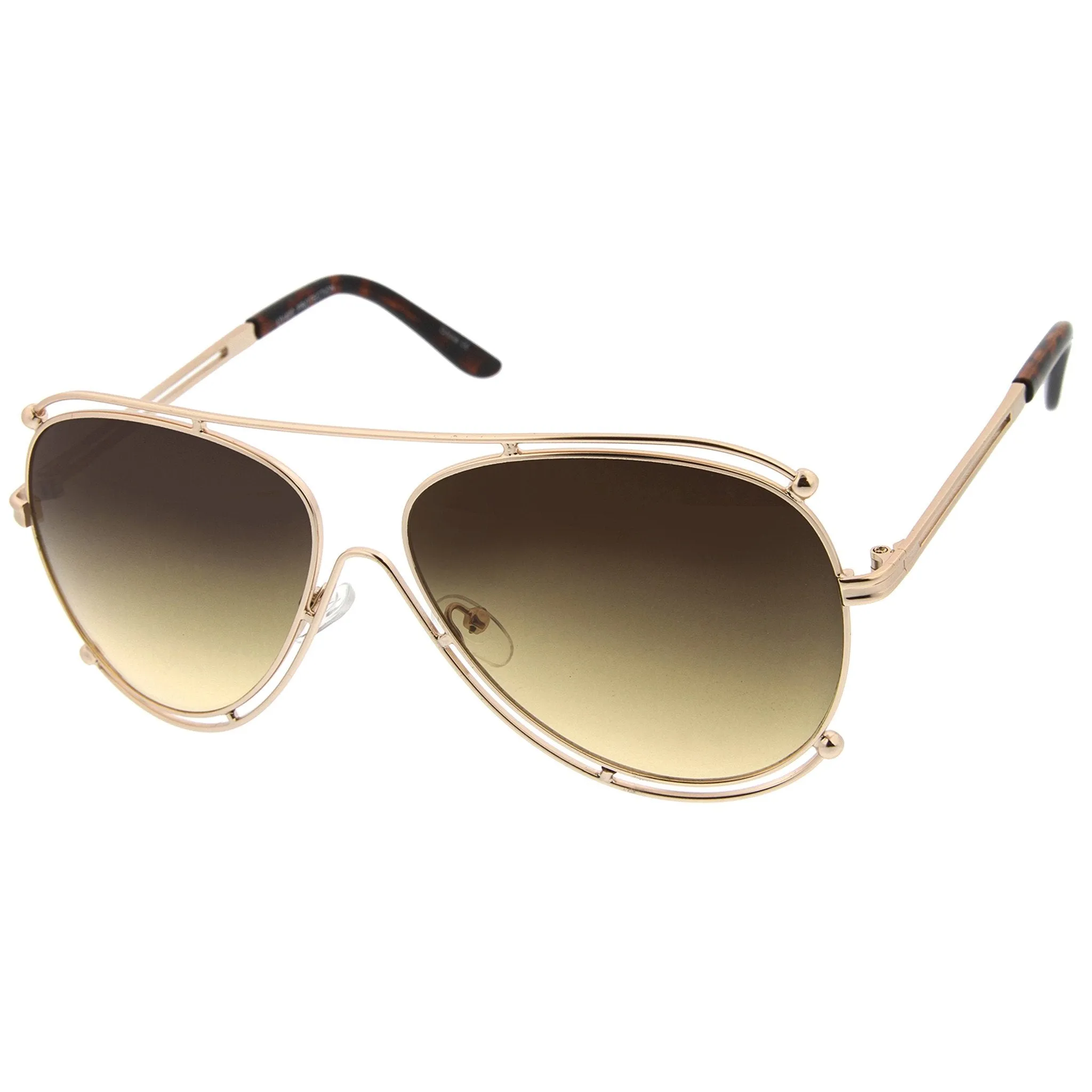 Oversize Modern Dual Wire Frame Aviator Sunglasses A327